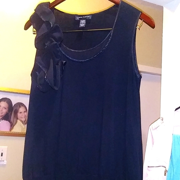 Cable & Gauge Tops - #154𝅺💞💞💞cable & Gauge Sexy Style Black Sleeveless Top